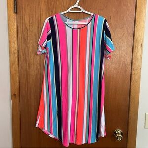 Bobbie brooks Colorful‎ Striped Women's dress size xl neon
